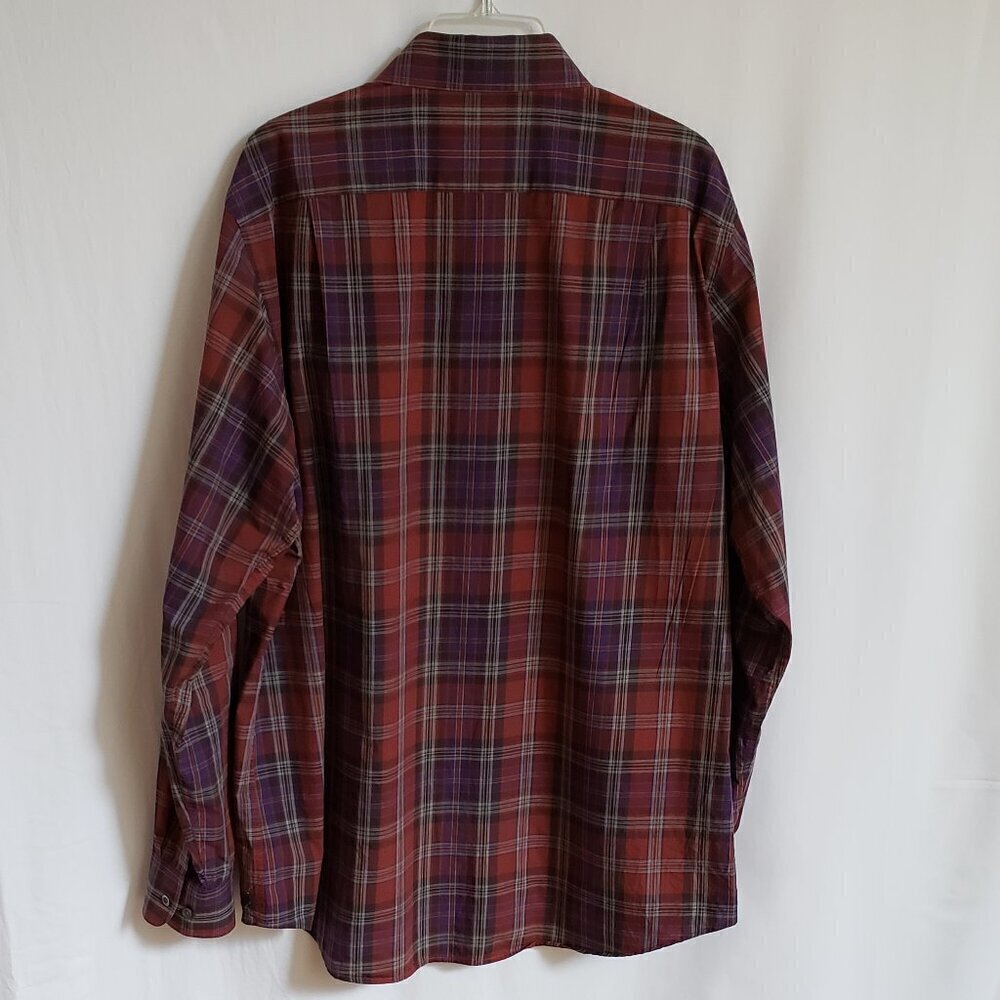 Bobby Jones - Mens Purple and Brown Plaid Cotton Shirt.  Size XL - Picture 2 of 8